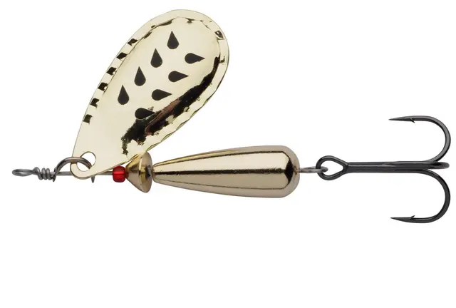 Abu Garcia Droppen LF Gold/Black dot 4g Perfekt rovfisk spinner til ferskvann 