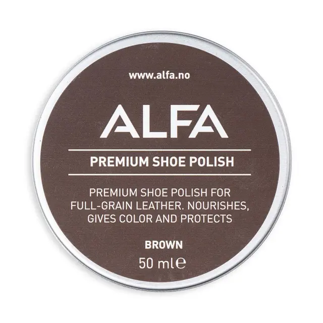 Alfa Shoe Care Polish Brown Skokrem som pleier og beskytter 
