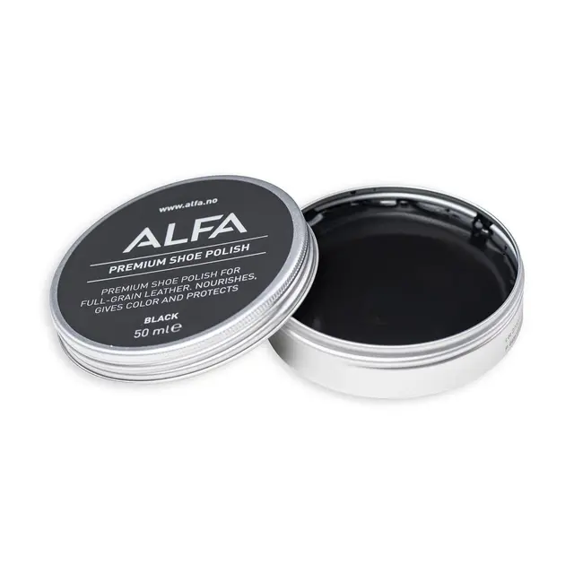 Alfa Shoe Care Polish Black Skokrem som pleier og beskytter 