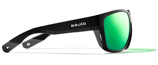 Bajio Roca Black Matte Solbriller Green Mirror Glass 