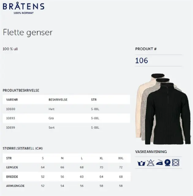 Bråtens Flette Genser Sort S Genser med klassisk flettemønster 