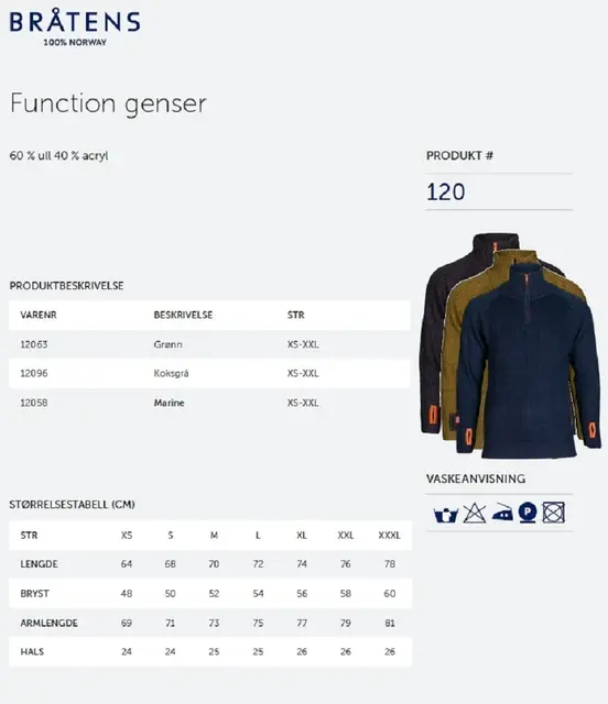 Bråtens Villmark Genser Grønn XS God og varm allsidig genser 