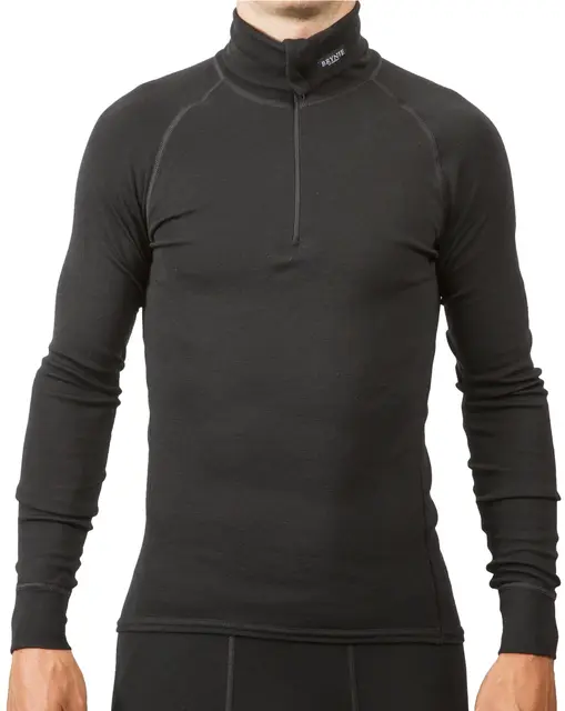 Brynje Classic Zip Polo Svart XS Tettstrikket merinoull, fineste kvalitet 