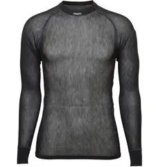 Brynje Wool Thermo Light Shirt XS Tr&#248;ye med rund hals og lang arm - Sort