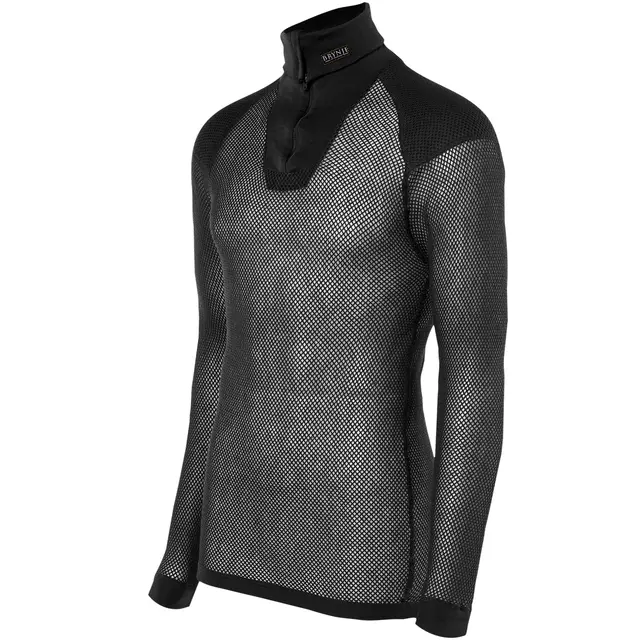 Brynje Wool Thermo Zip polo w/inlay S Black 
