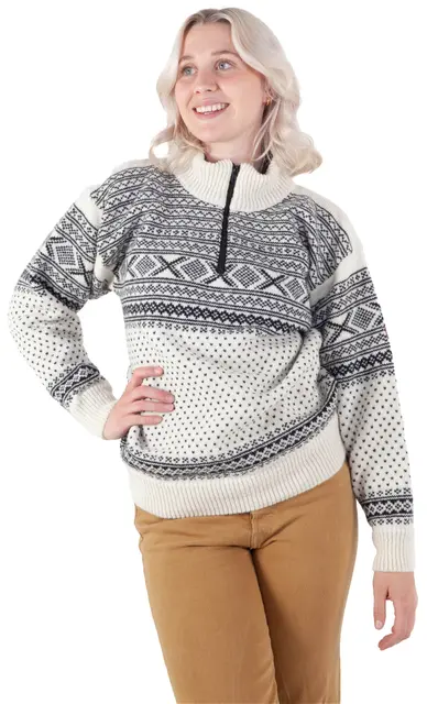 Bråtens Setesdal Genser Hvit S God og varm ullgenser med fôret hals 