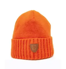 Br&#229;tens Beanie Lykkja Orange One-Size Myk ribbestrikket lue av 100% ull