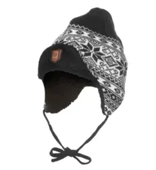 Br&#229;tens Sn&#248;stjerne Lue M/klaff Sort Lue i ull med mykt og godt fleecef&#244;r