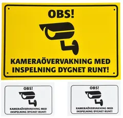 Burrel Overv&#229;kningsskilt og klistremerke Varsel om kameraoverv&#229;kning