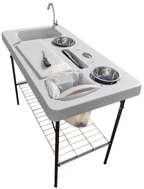 Fiske/sløye bord m/vask, stor modell Sløyebord, utekjøkken 