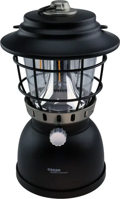 Osean Oppladbar Campinglykt Matt Svart Robust og lyssterk, 500 Lumen 