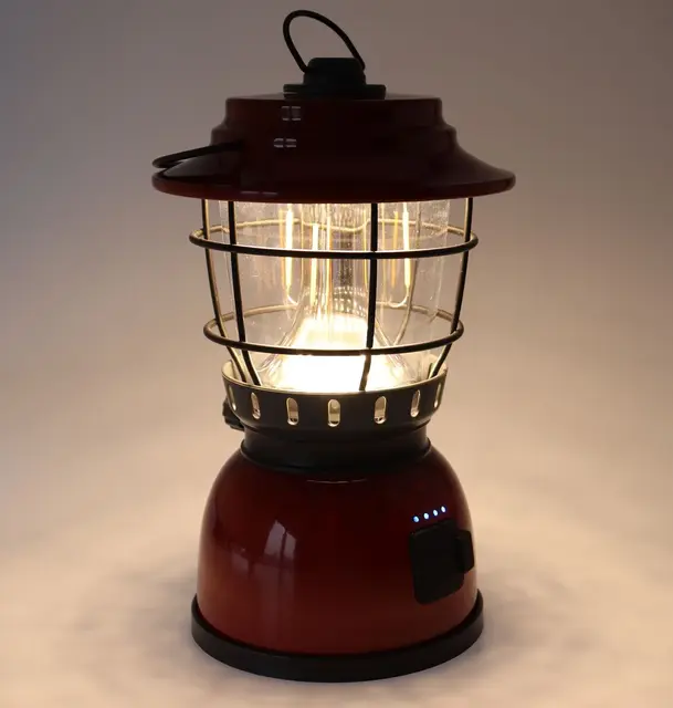 Osean Oppladbar Campinglykt Rød/Svart Robust og lyssterk, 500 Lumen 