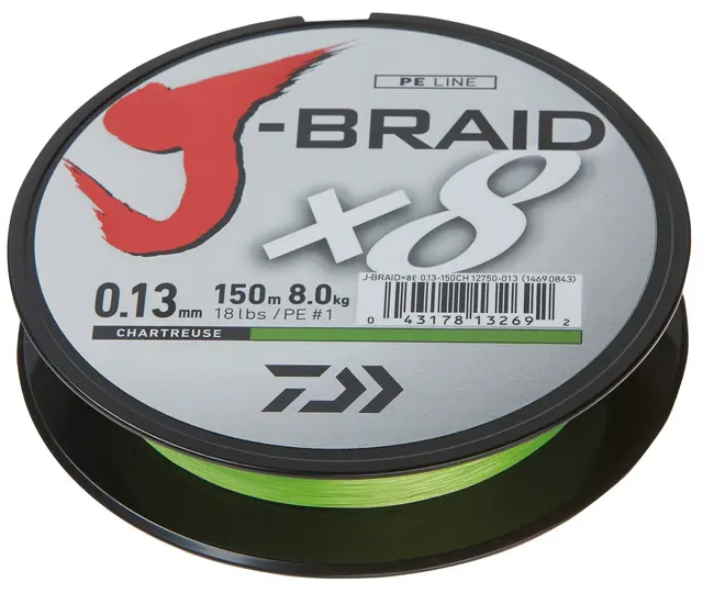 Daiwa J-Braid X8 150m - 0,10mm Chartreuse 