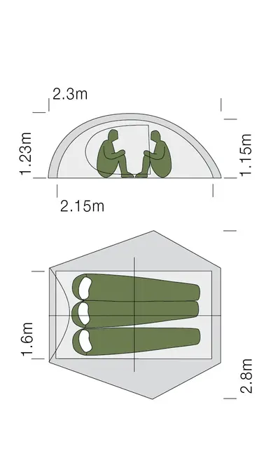 Exped Mira III HL Superlett tremannstelt med god plass 