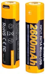 Fenix 18650 Batteri 2600 mAh USB Lades med micro-USB, 1 stk batteri