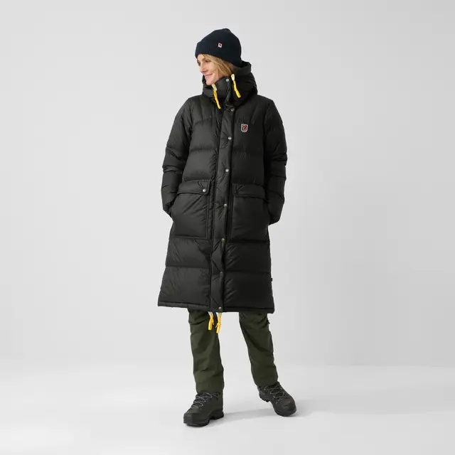 Fjällräven Expedition Long Down Parka W Lang dunparkas til dame i black L 