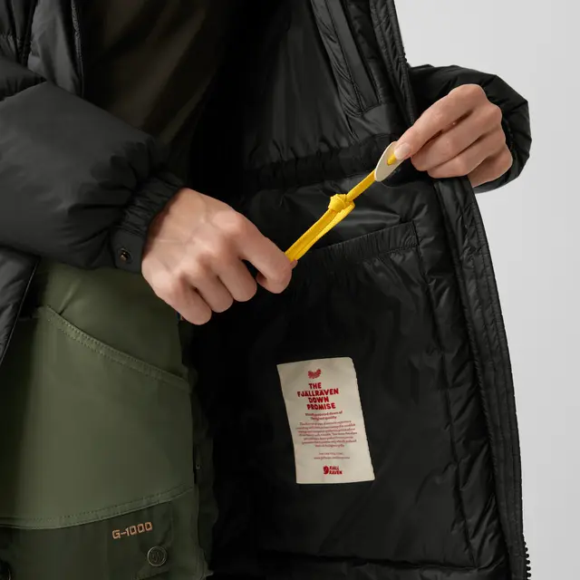 Fjällräven Expedition Long Down Parka W Lang dunparkas til dame i black L 