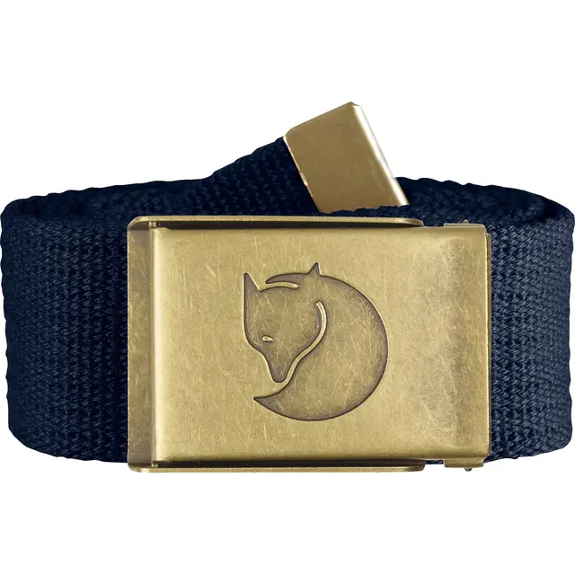 Fjällräven Canvas Brass Belt 4 cm Navy Solid lerretsbelte med messingfinish 