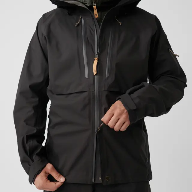 Fjällräven Keb Eco-Shell Jacket M XXL Trelags skalljakke til herre i Black 