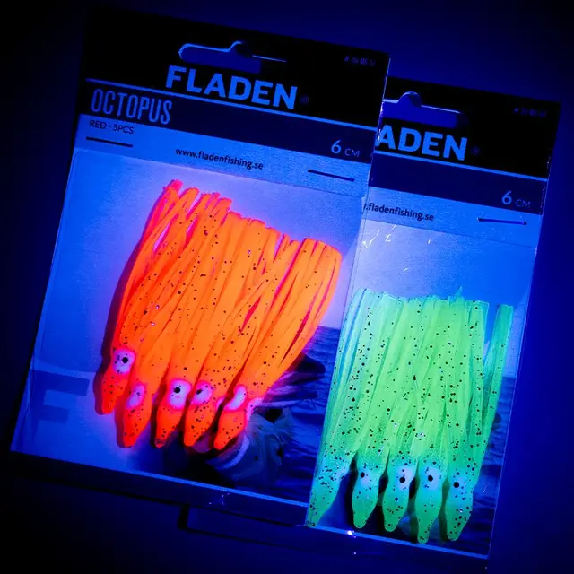 Fladen Octopus Luminous 6cm 5-pack grønn UV blekksprut 