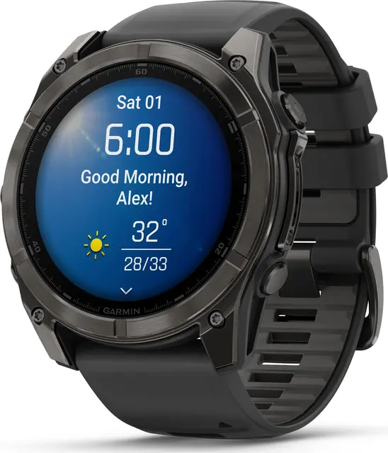Garmin fenix 8 51 mm AMOLED Sapphire Karbongrå DLC med sort/grå silikonrem 