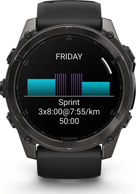 Garmin fenix 8 51 mm AMOLED Sapphire Karbongrå DLC med sort/grå silikonrem 