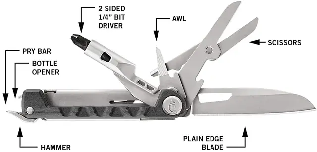 Gerber ArmBar Drive Onyx Multiverktøy 8 funksjoner 88g 