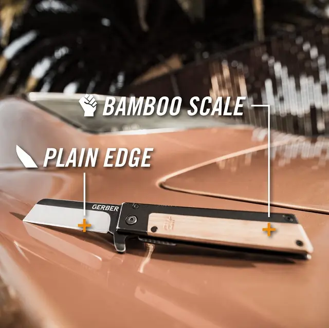 Gerber Quadrant Bamboo Foldekniv med bambus og fingerflip 