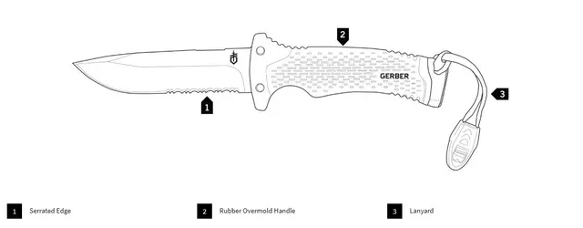 Gerber Ultimate Survival Knife Overlevelseskniv med mange funksjoner 