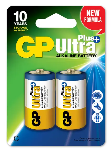 GP Ultra Plus C-batteri 2-stk 