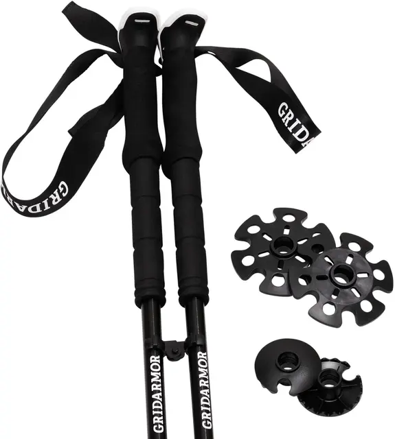 Gridarmor Classic Snowshoe Pole Black Justerbare gåstaver 110-135 cm 