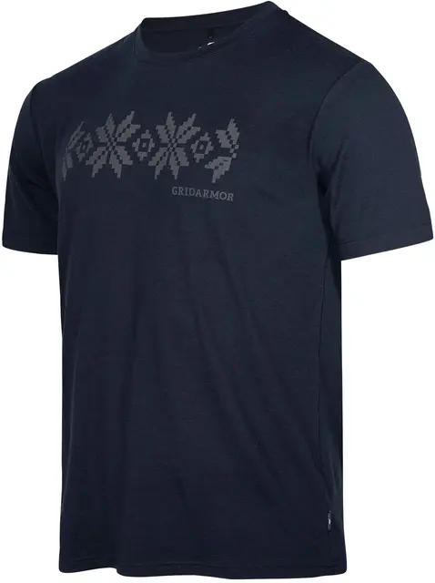 Gridarmor Larsnes Merino T-skjorte M L Lt. grey melange/Navy blazer, herre 