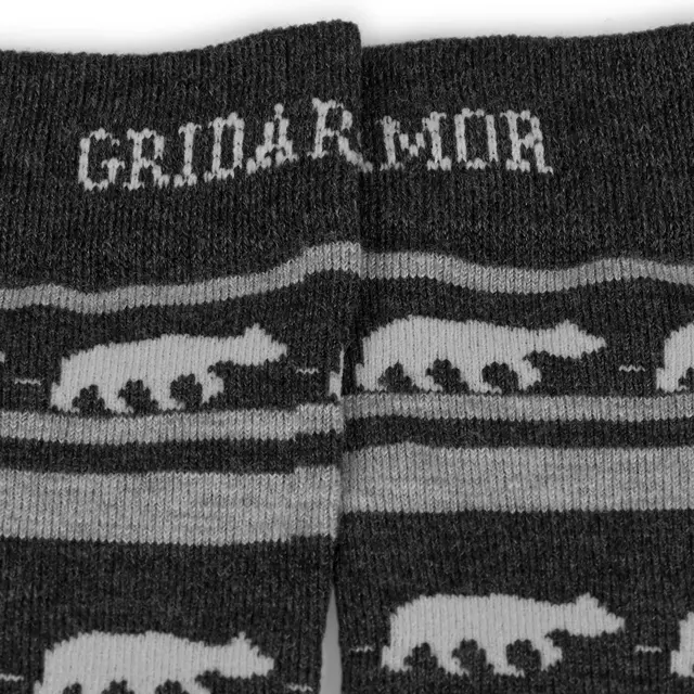 Gridarmor Striped Bear Merinosocks 36-39 Dark Grey Melange 