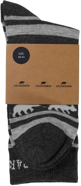 Gridarmor Striped Bear Merinosocks 36-39 Dark Grey Melange 