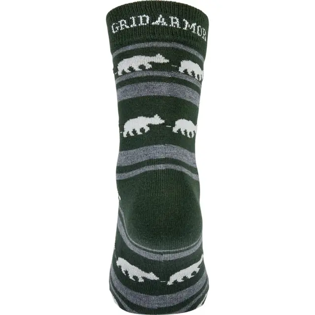 Gridarmor StripedBear Merino Socks 36-39 Green/Grey/White 