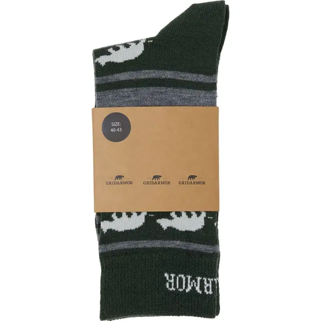 Gridarmor StripedBear Merino Socks 36-39 Green/Grey/White 