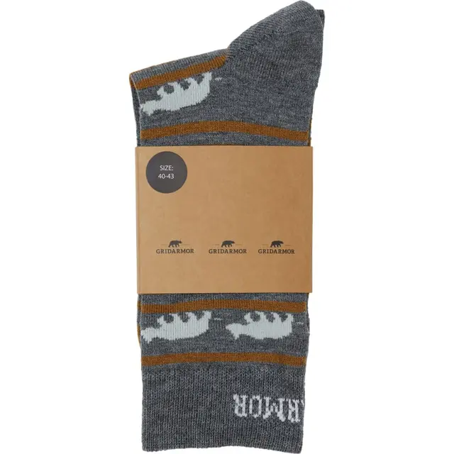 Gridarmor StripedBear Merino Socks 36-39 Grey/beige/white 