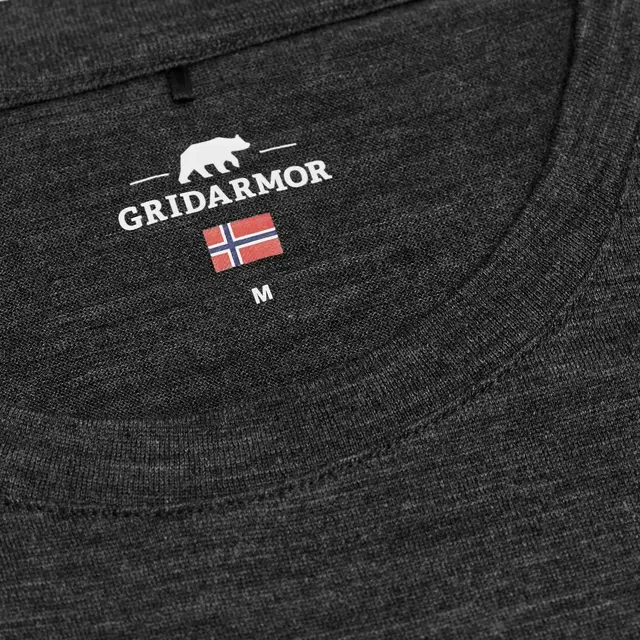 Gridarmor Larsnes Merino T-skjorte M L Dk. greymelange 