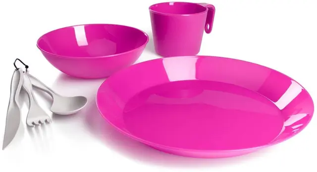 GSI Cascadian Table set Magenta Kopp, bestikk, tallerken og bolle 