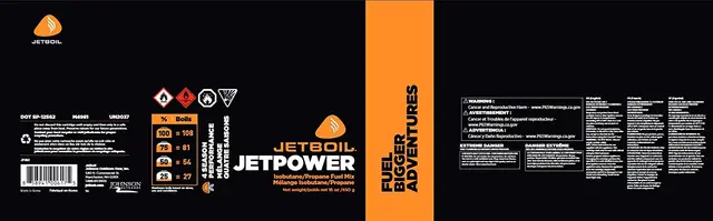Jetboil JetPower gass 230g Gassboks med høyytelses propan/isobutan 
