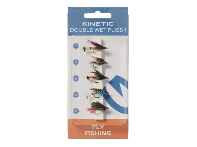 Kinetic Wet Flies Dubble Hook 1 5pcs Klassiske dobbelkrok ørretfluer 