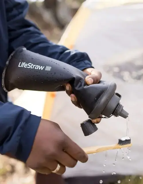 Lifestraw Peak Squeeze 1L Mountain Blue Komprimerbar flaske med filter 