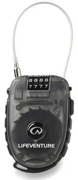 Lifeventure kodelås med vaier 4-talls kombinasjonslås med 90cm vaier 