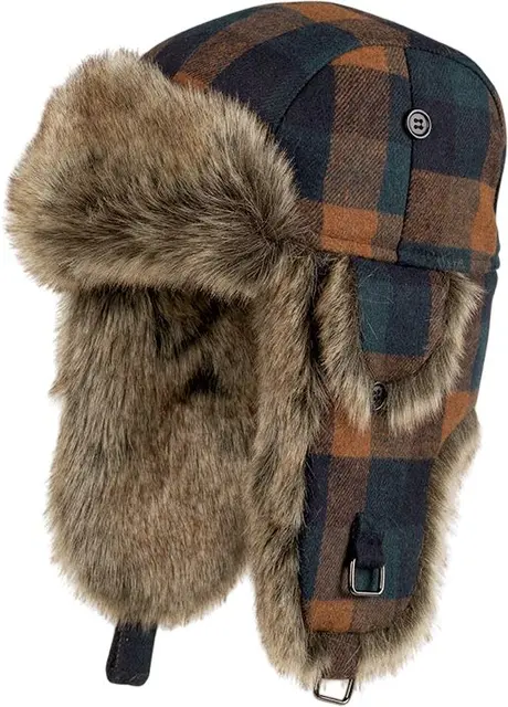 MJM Trapper Rex 32 Faux Fur Rust S Rust Check 