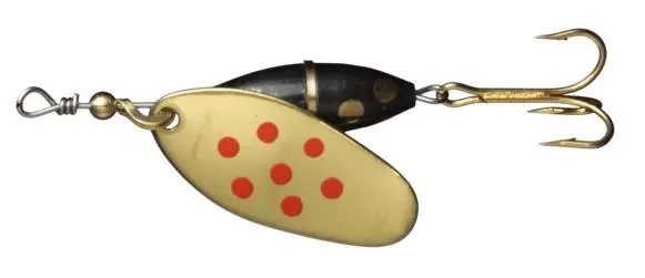 Myrans Panter Gull/røde prikker 10g Kjøp 8 spinnere få en gratis slukboks 