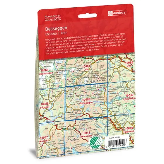 Nordeca Norges-serien Besseggen Turkart i Norge-serien med 1:50.000 