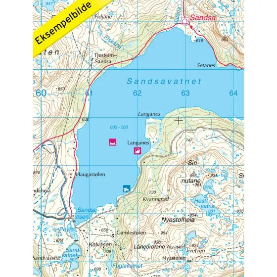 Nordeca Turkart DNT Suldalsheiene 1:50.000 med DNT turinformasjon 