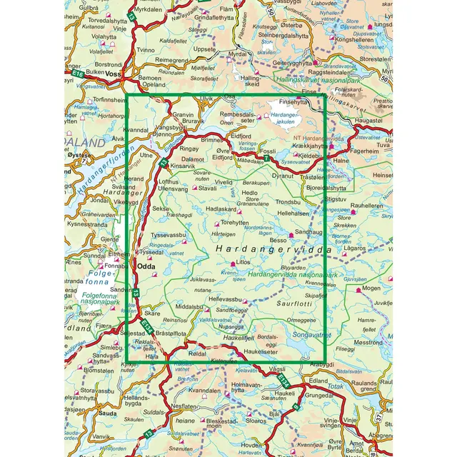 Nordeca Turkart DNT Hardangervidda Vest 1:100.000 med DNT turinformasjon 