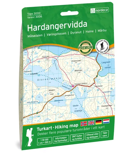 Nordeca Turkart Hardangervidda 1:50.000 dekker 3000km² 