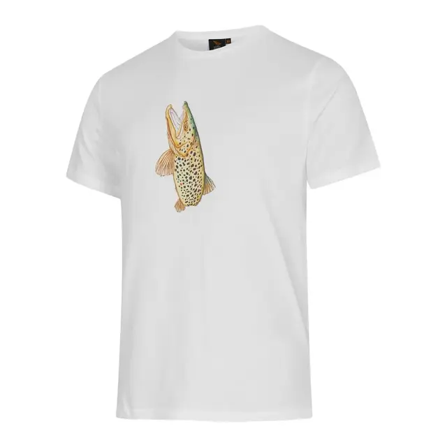 Nordic Hawk Trout Tee Unisex White L t-skjorte med moderne design 